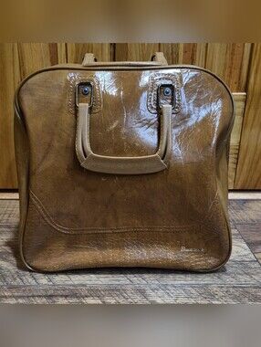 Vintage Brunswick Brown Leather Bowling Bag, Zip Closure, Fits 1 Ball